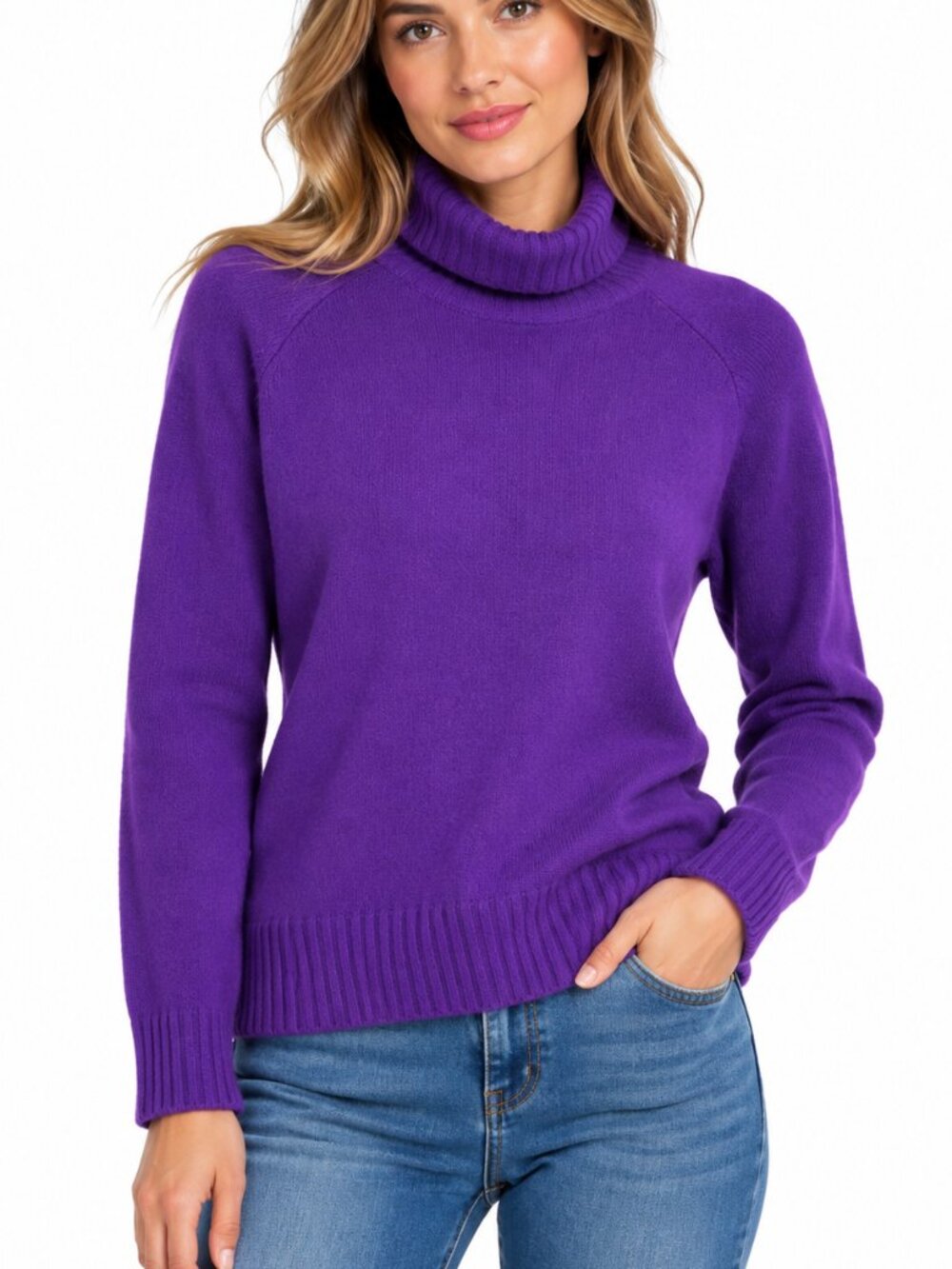 Massimo Dutti Purple Wool Cashmere Turtleneck Sweater Women’s Small